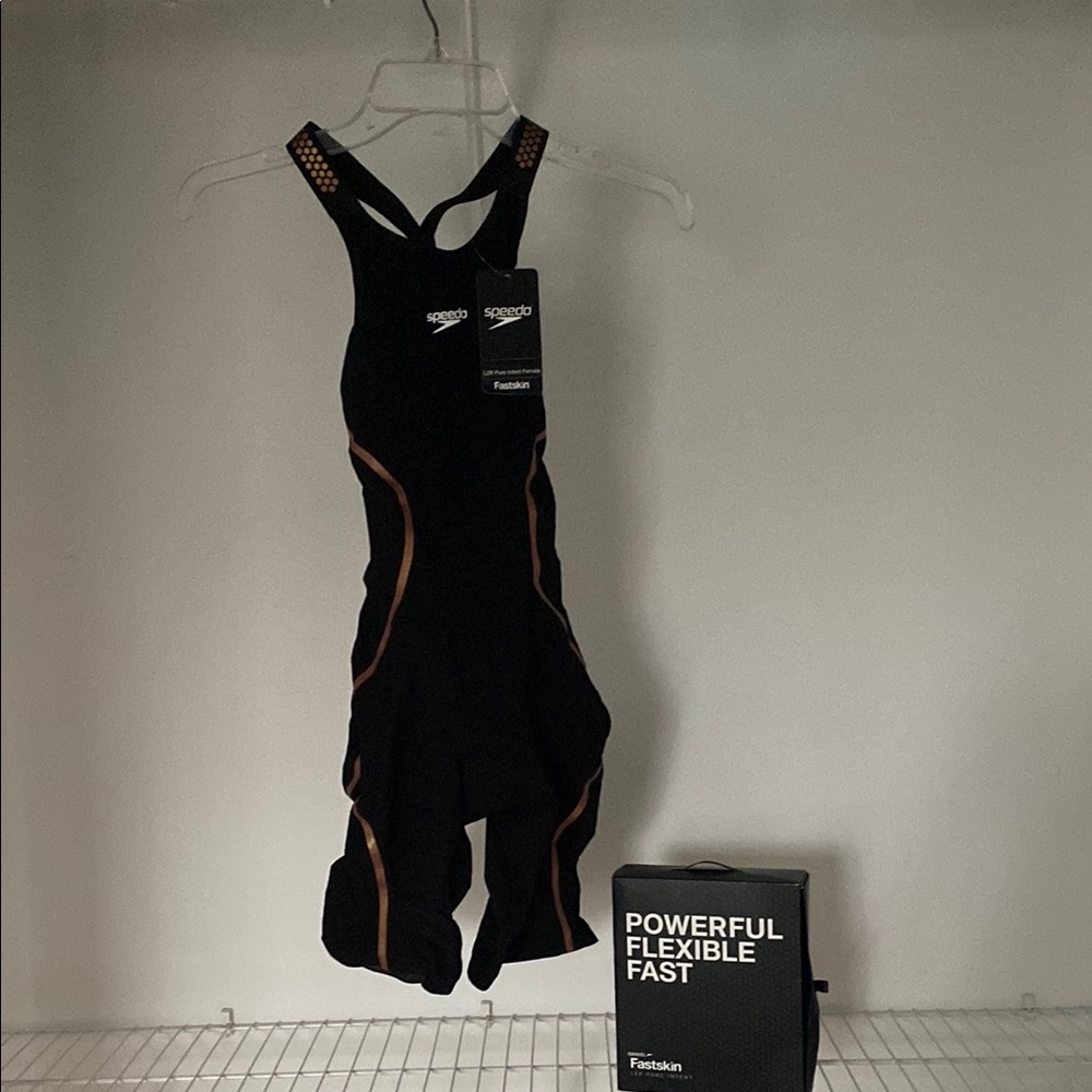 LZR Pure Intent Speedo Black Openback Fastskin Female Swimsuit; Size 23